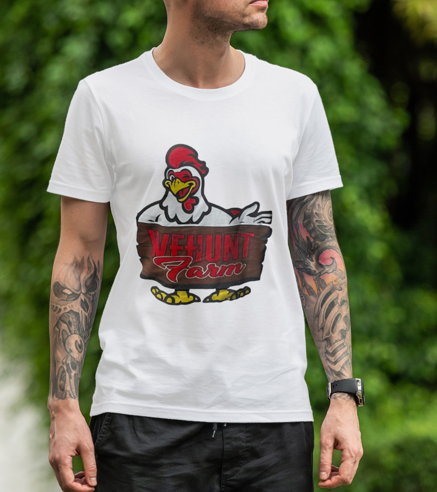 Wehunt Farm Chicken Winking Rooster With Red And Yellow Accents T-Shirt