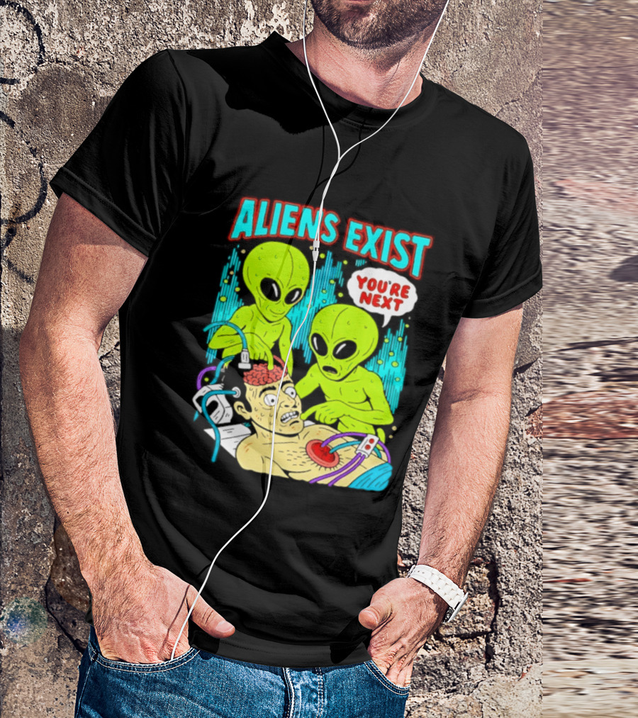 Aliens Exist You Are Next Green Alien Abduction Teen Hearts T-Shirt