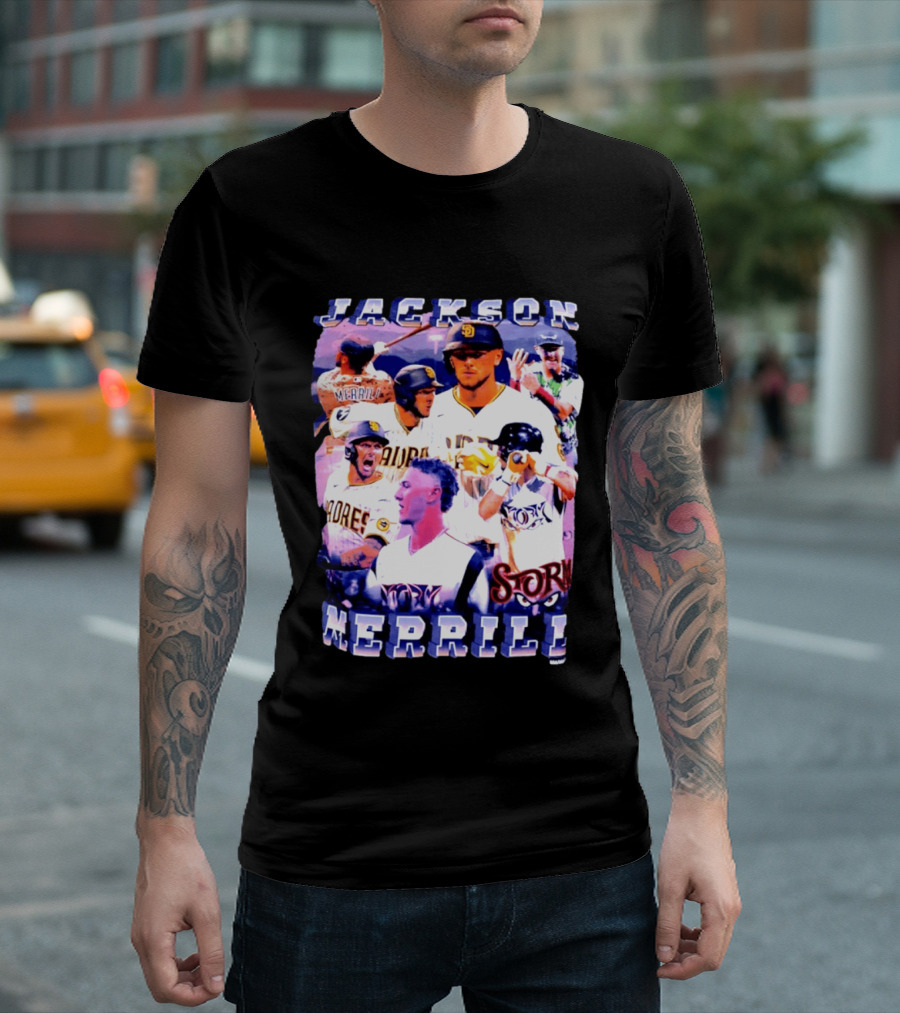 Jackson Merrill Padres Storm Baseball Collage San Diego T-Shirt
