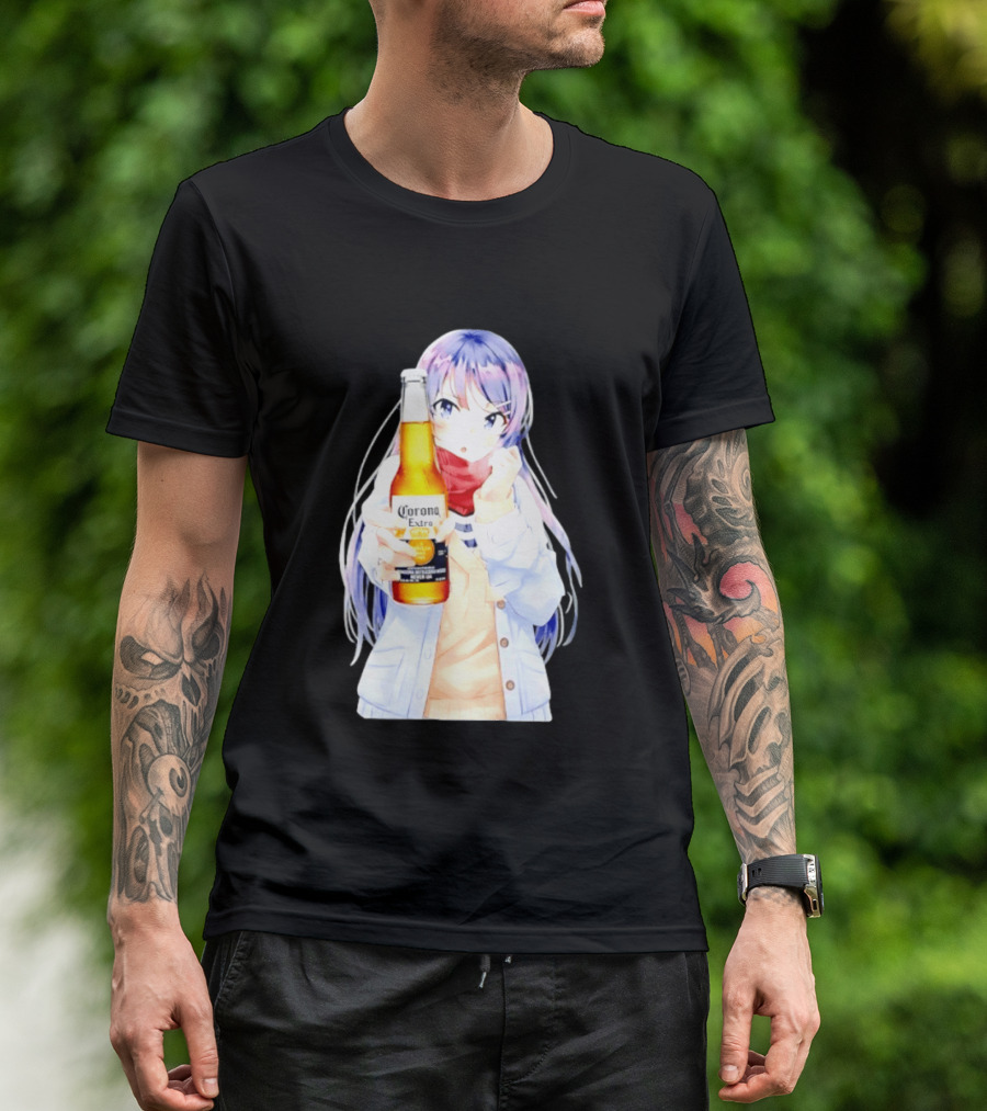 Mai Sakurajima Holding Corona Extra Rascal Does Not Dream Of Bunny Girl Senpai Anime T-Shirt