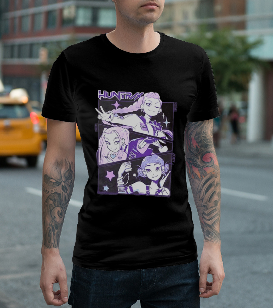Huntrix Rumi Mira Zoey K POP World Tour Demon Hunters 2 Sided T-Shirt