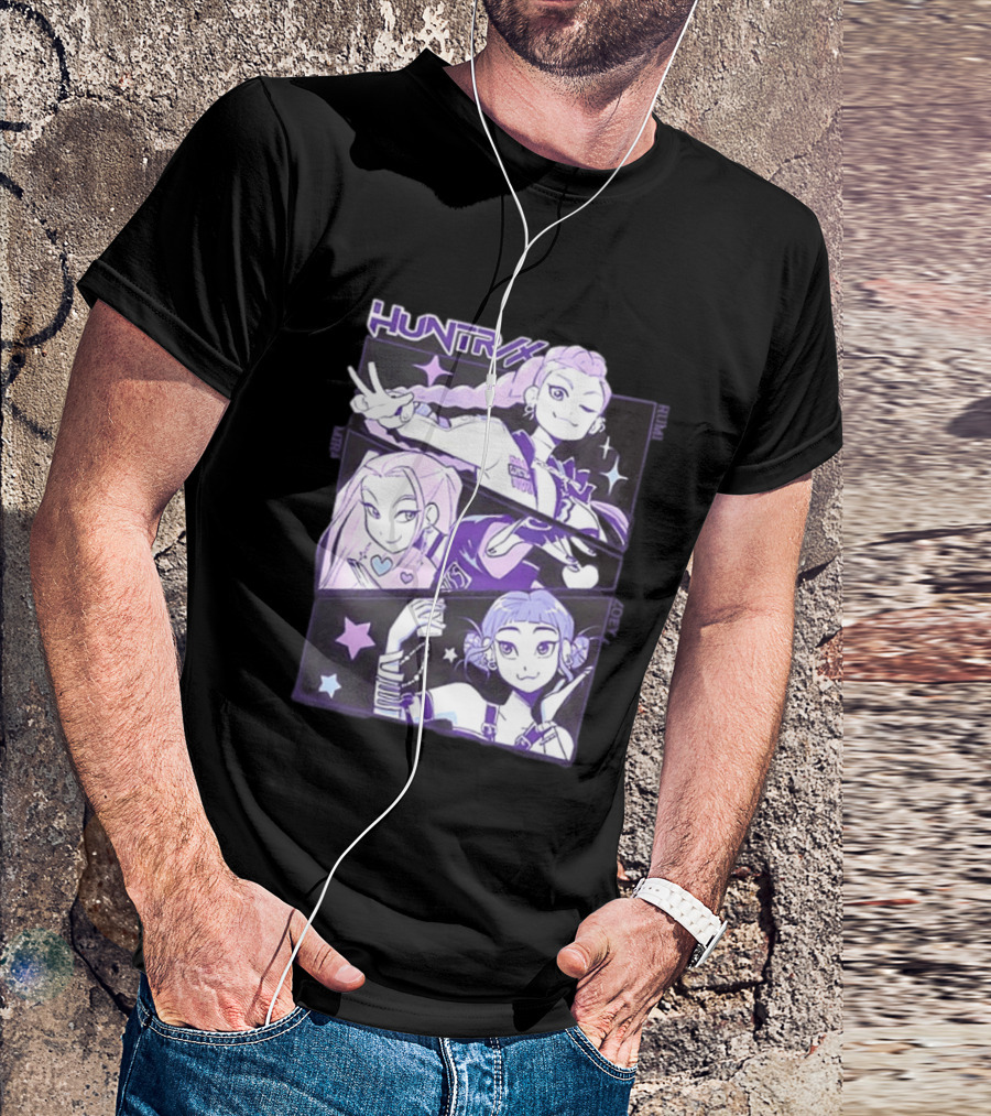 Huntrix Rumi Mira Zoey K POP World Tour Demon Hunters 2 Sided T-Shirt