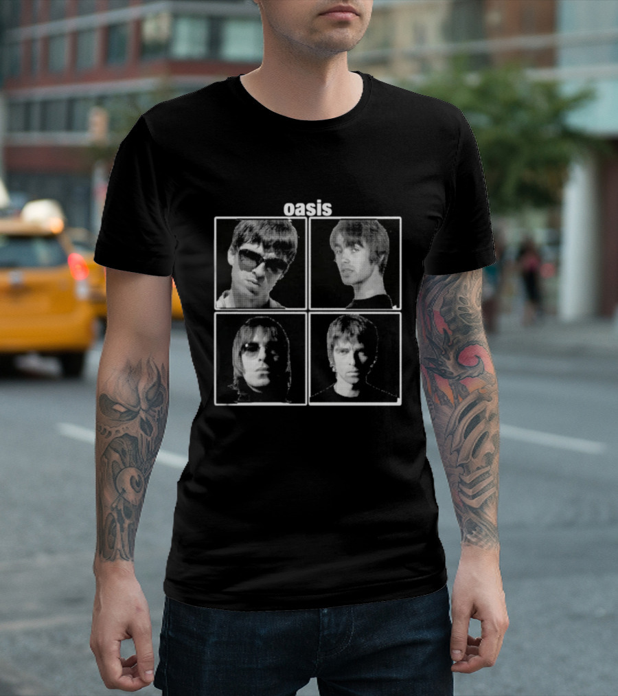 Oasis Band Members Britpop Liam Gallagher Iconic 90s Music Photos T-Shirt