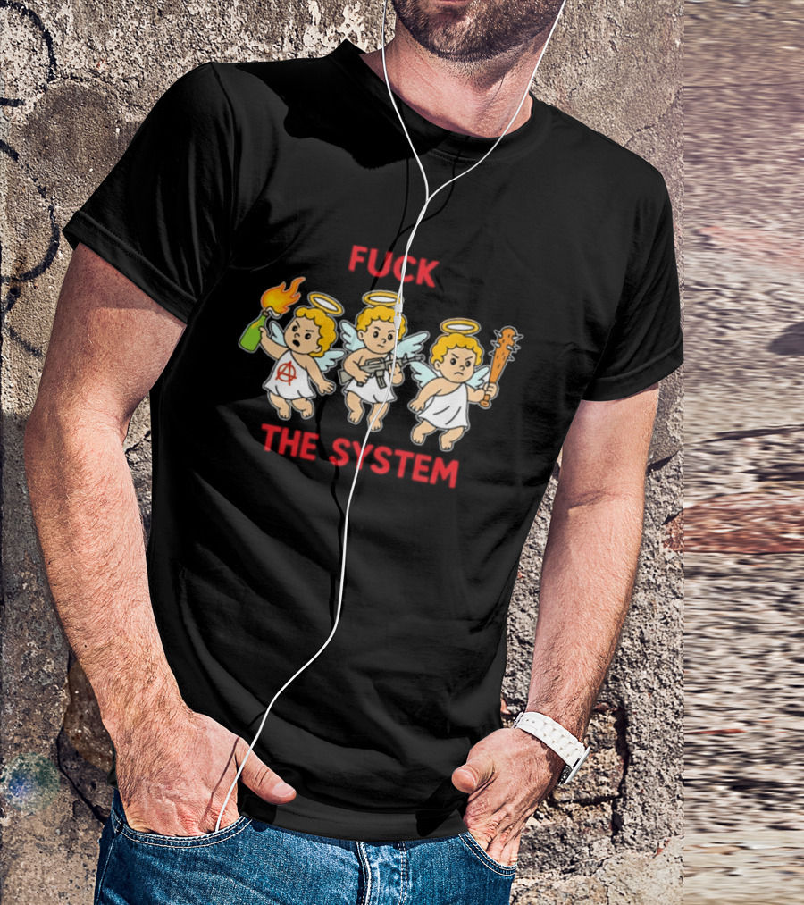 Anarchy Angels Punk Rebellion Fuck The System Cherub T-Shirt