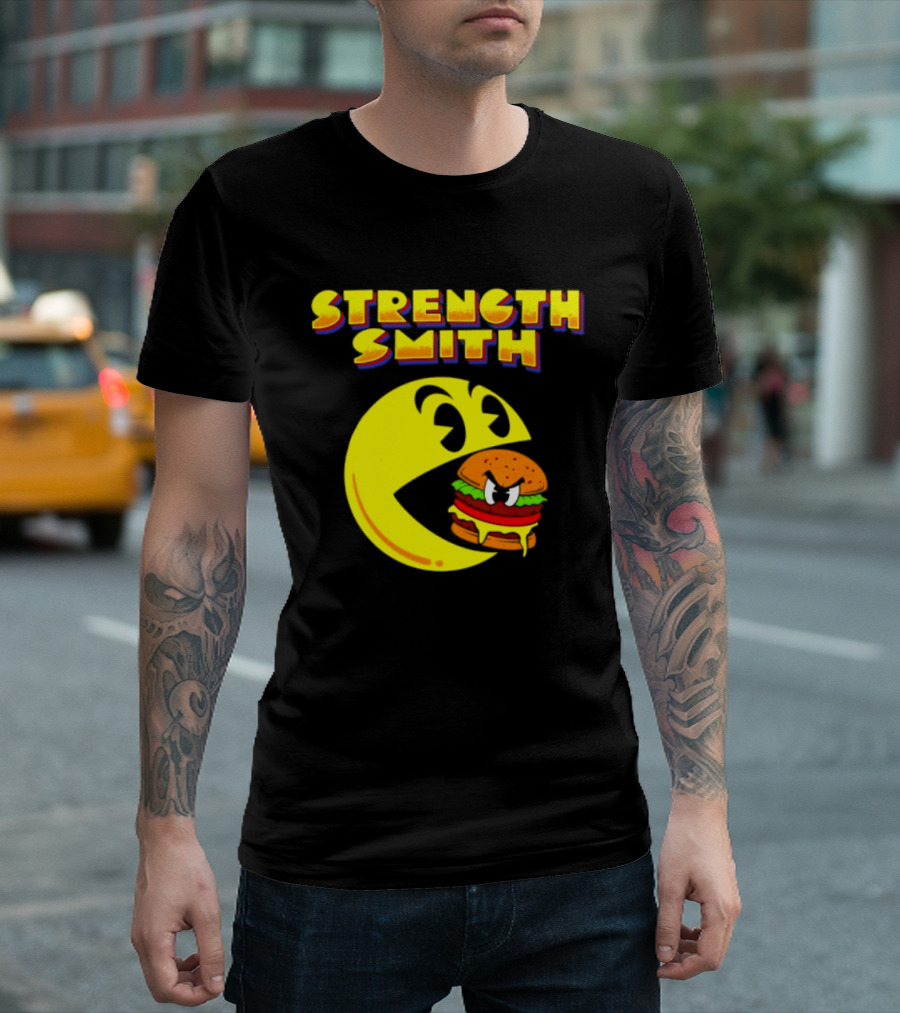 Strength Smith Pac Man Vs Burger Gaming Showdown T-Shirt