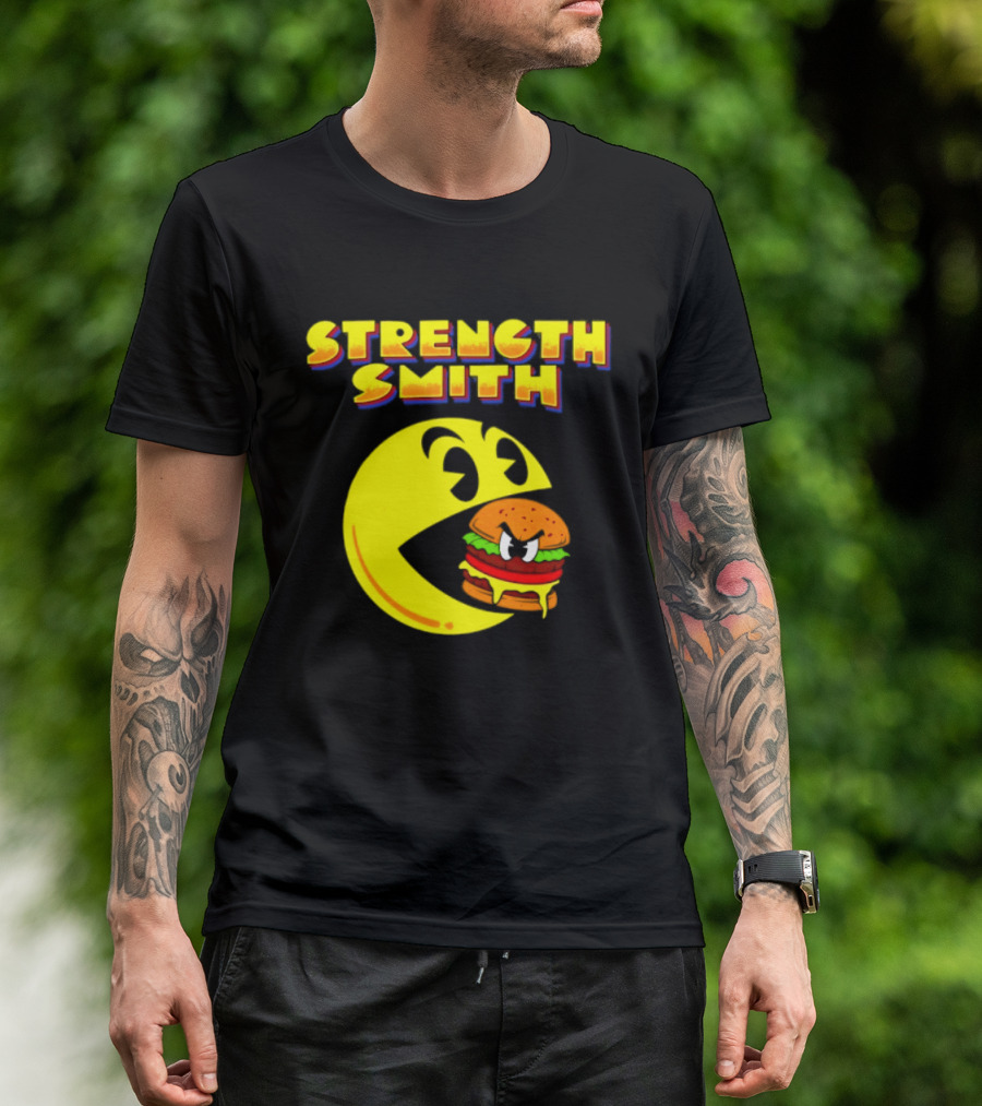 Strength Smith Pac Man Vs Burger Gaming Showdown T-Shirt
