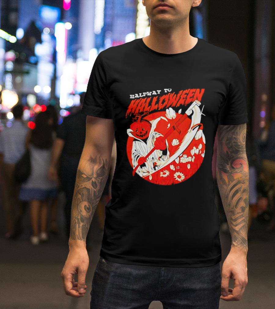 Halfway To Halloween Pumpkin Reaper Spooky T-Shirt