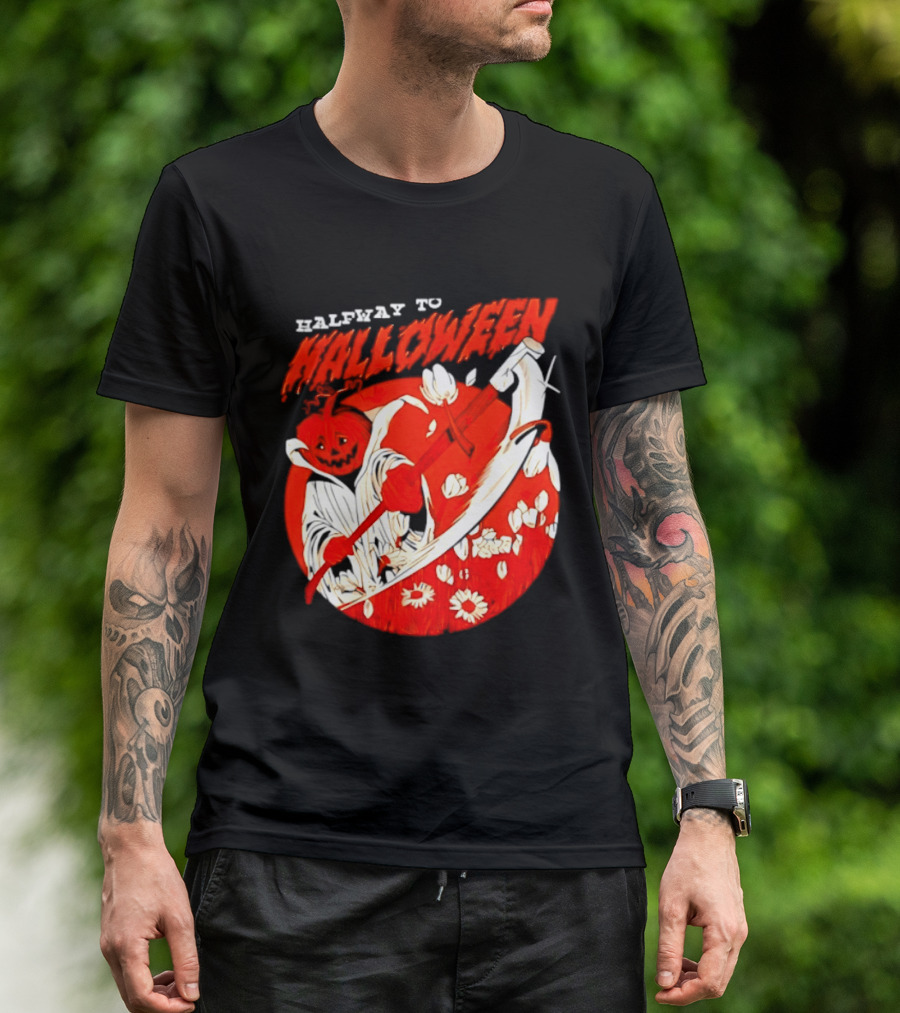 Halfway To Halloween Pumpkin Reaper Spooky T-Shirt
