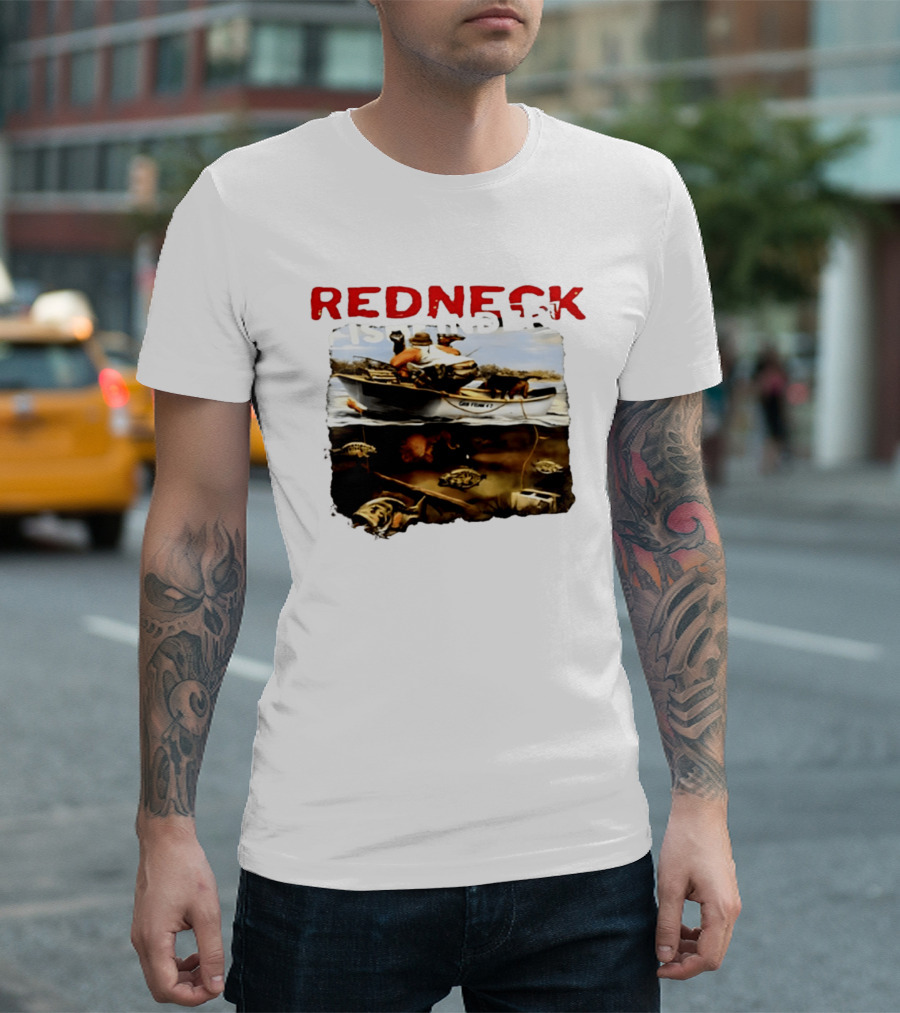 Redneck Fishfinder Fishing Boat Scene With Underwater View T-Shirt
