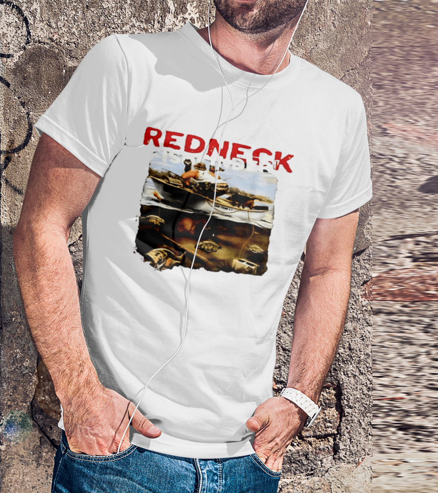 Redneck Fishfinder Fishing Boat Scene With Underwater View T-Shirt