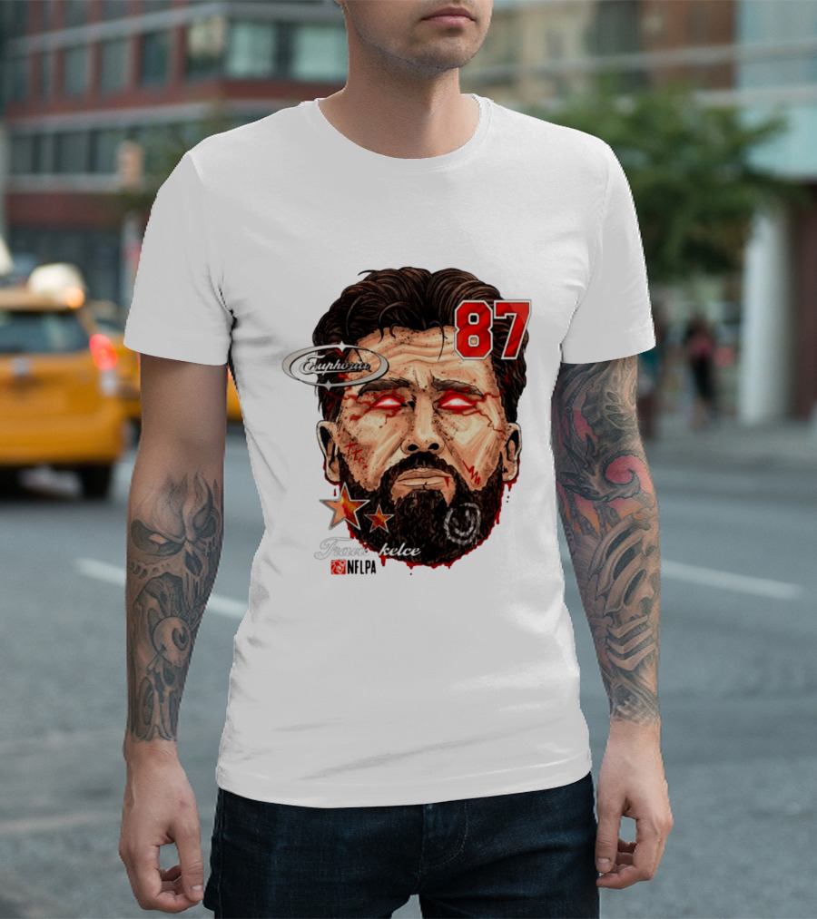 Travis Kelce Euphoria Lightning NFLPA Big Head 87 T-Shirt