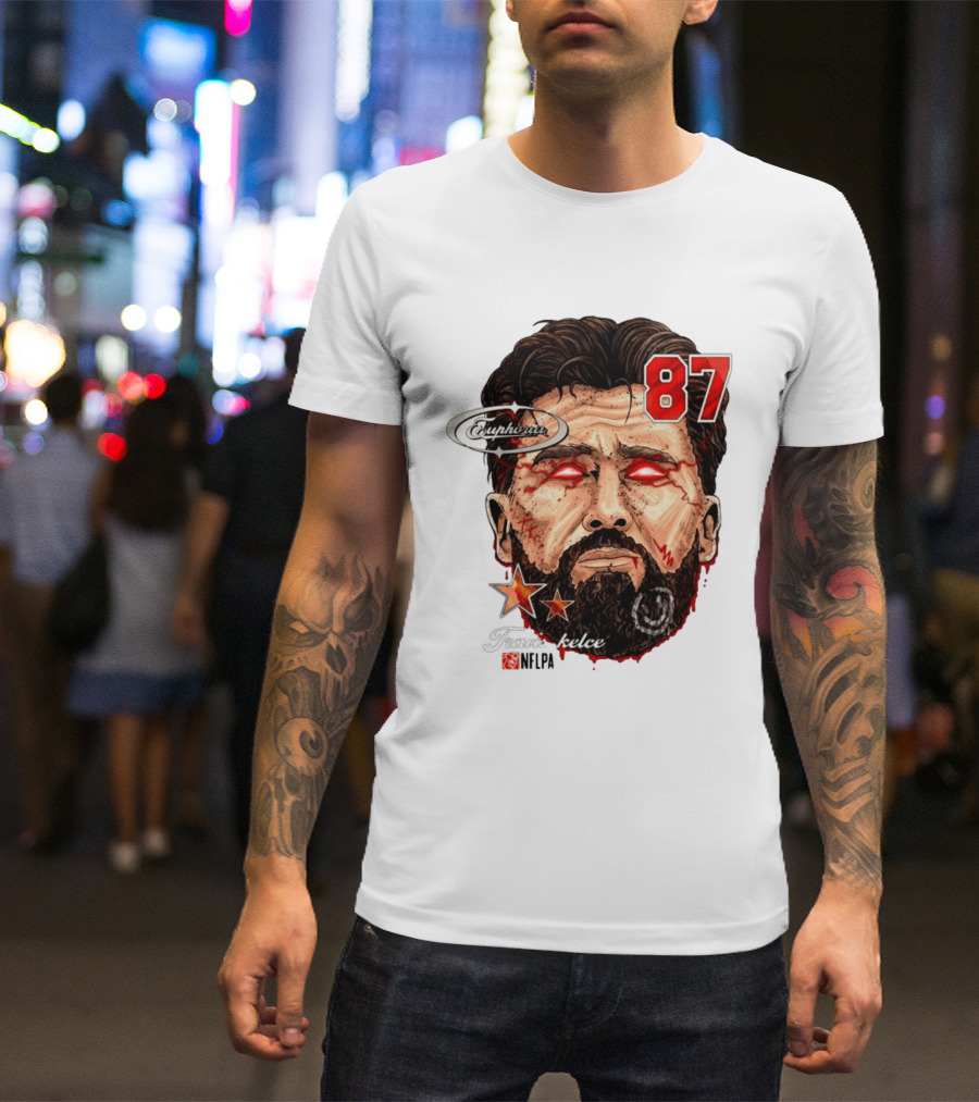 Travis Kelce Euphoria Lightning NFLPA Big Head 87 T-Shirt