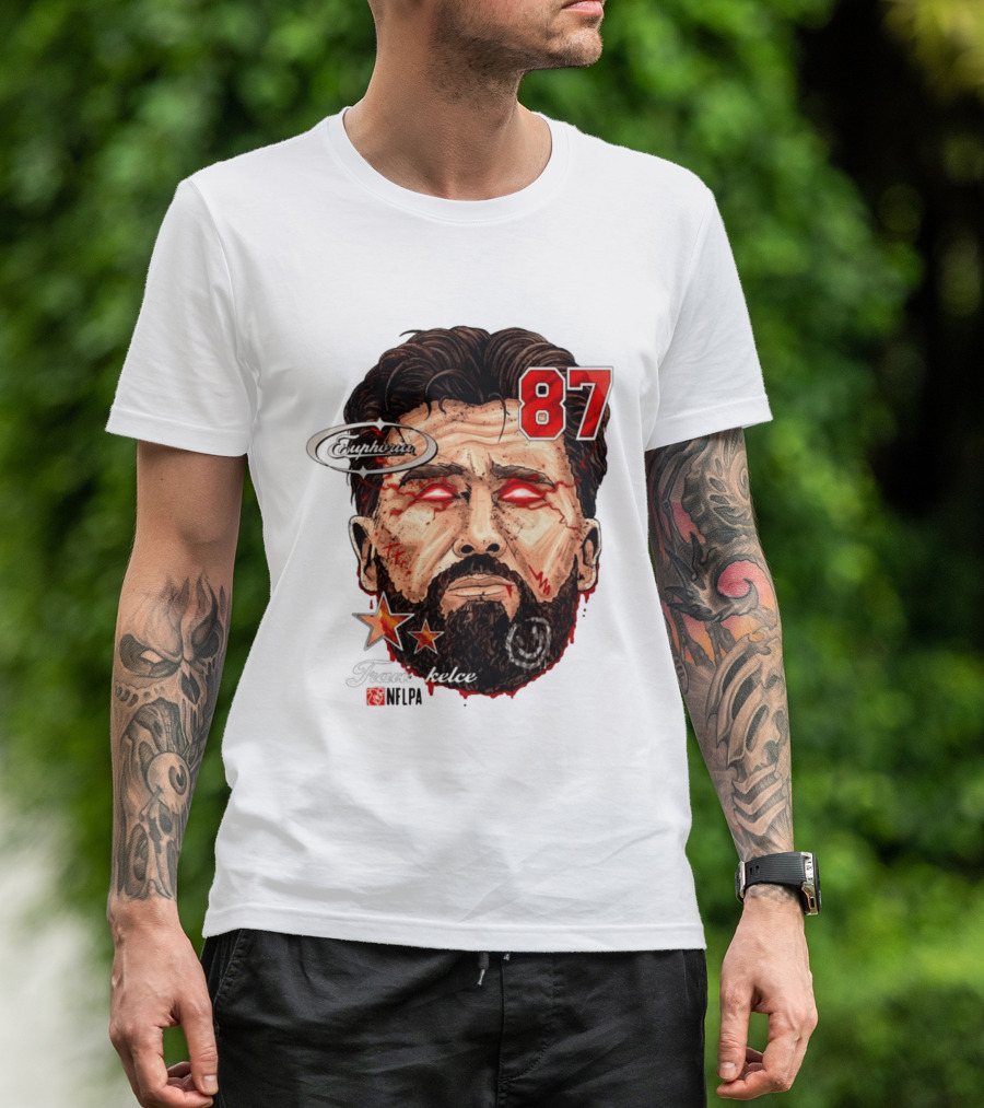 Travis Kelce Euphoria Lightning NFLPA Big Head 87 T-Shirt