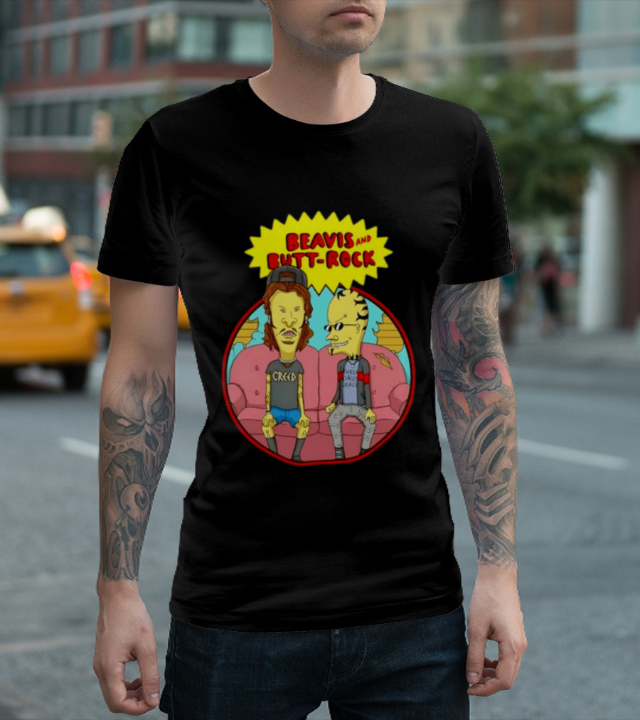 Beavis And Butt Head Rock Creed And Three Days Grace Couch Cartoon Characters T-Shirt