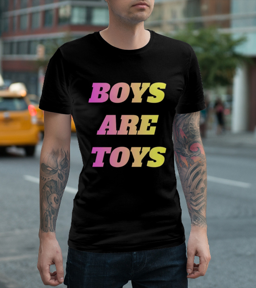 Boys Are Toys Gradient Pink And Yellow T-Shirt