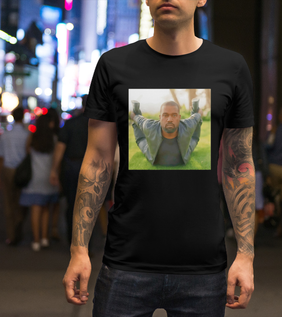 Kanye West Ye Meme Photo Iconic Pose Lying On Grass T-Shirt