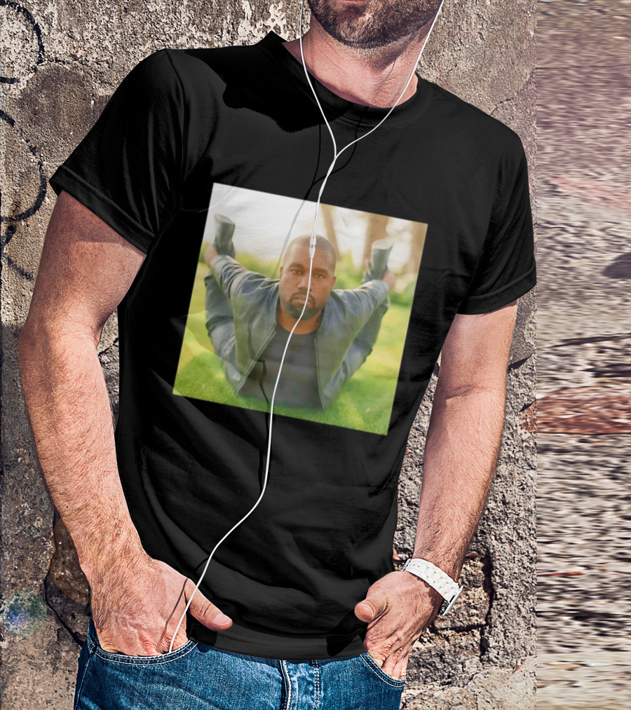 Kanye West Ye Meme Photo Iconic Pose Lying On Grass T-Shirt