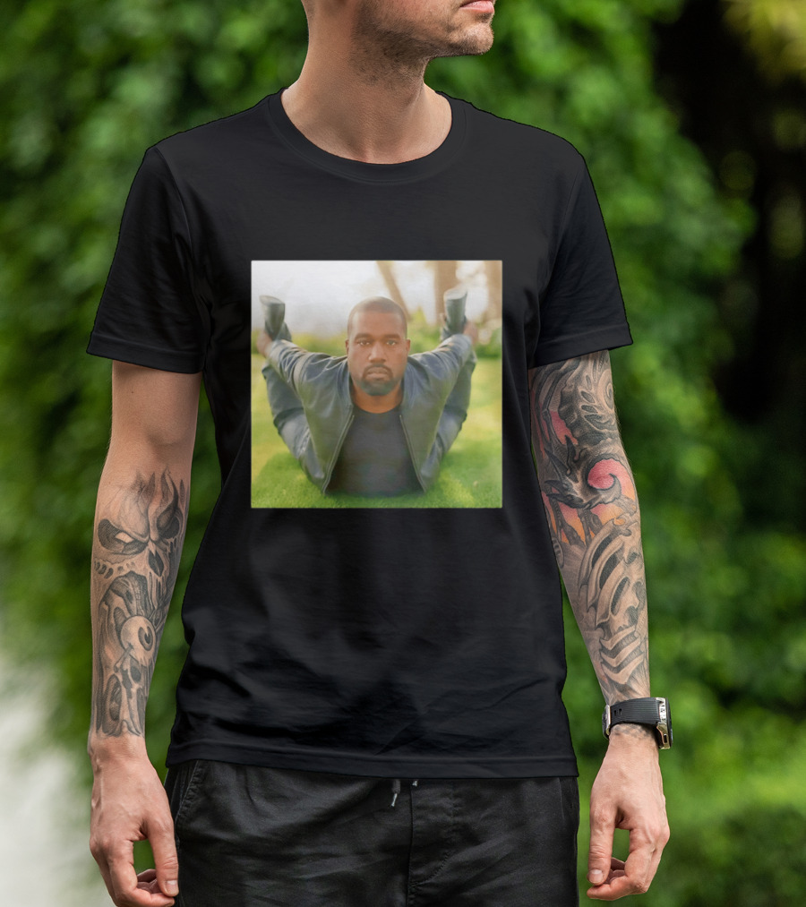 Kanye West Ye Meme Photo Iconic Pose Lying On Grass T-Shirt