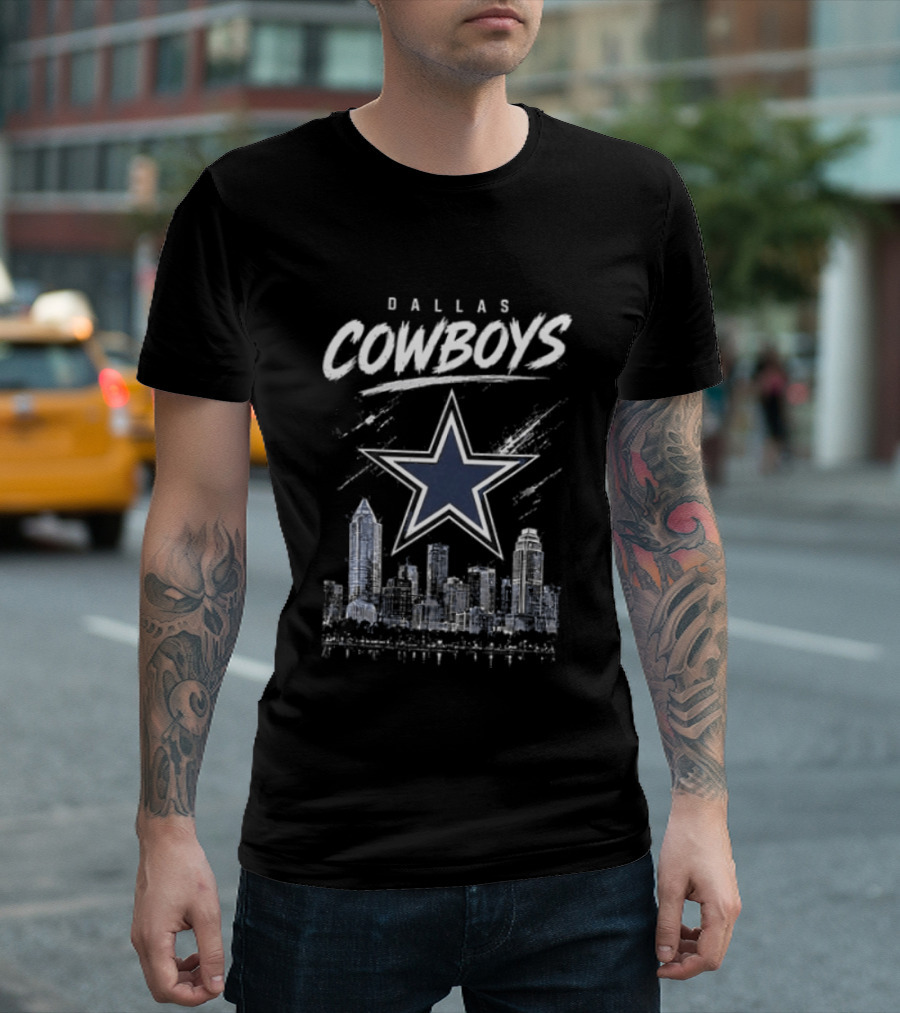 Dallas Cowboys Skyline Helmet America's Team Pride Legacy Glory 2026 Season T-Shirt