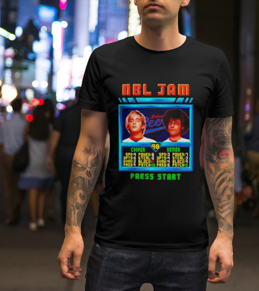 NBL Jam Cooper Remer Milwaukee Beers PASS START Players Stats T-Shirt