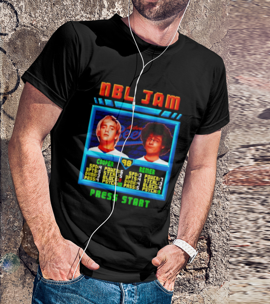 NBL Jam Cooper Remer Milwaukee Beers PASS START Players Stats T-Shirt