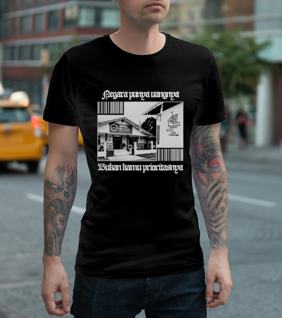 Negara Punya Uangnya Bukan Kamu Prioritasnya Monochrome House And Trees T-Shirt