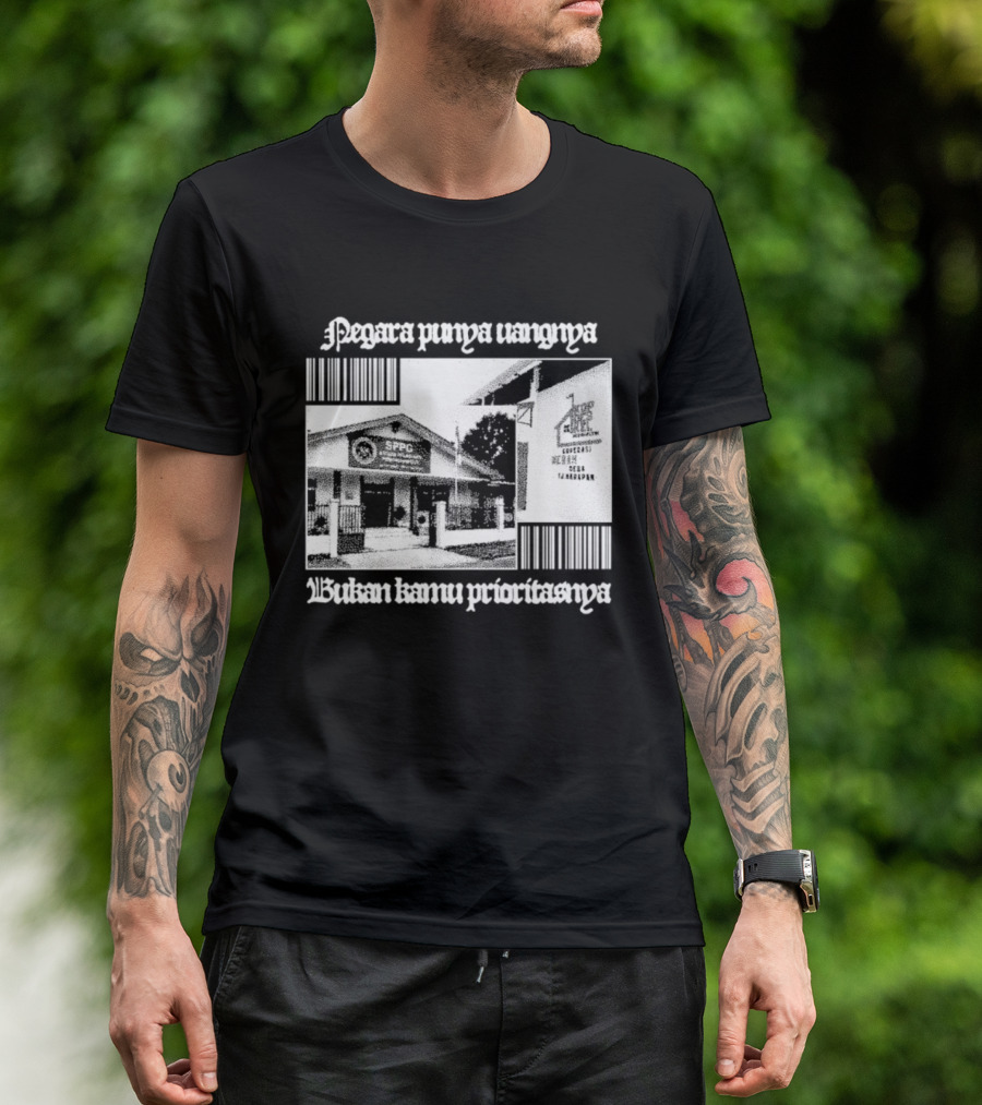 Negara Punya Uangnya Bukan Kamu Prioritasnya Monochrome House And Trees T-Shirt