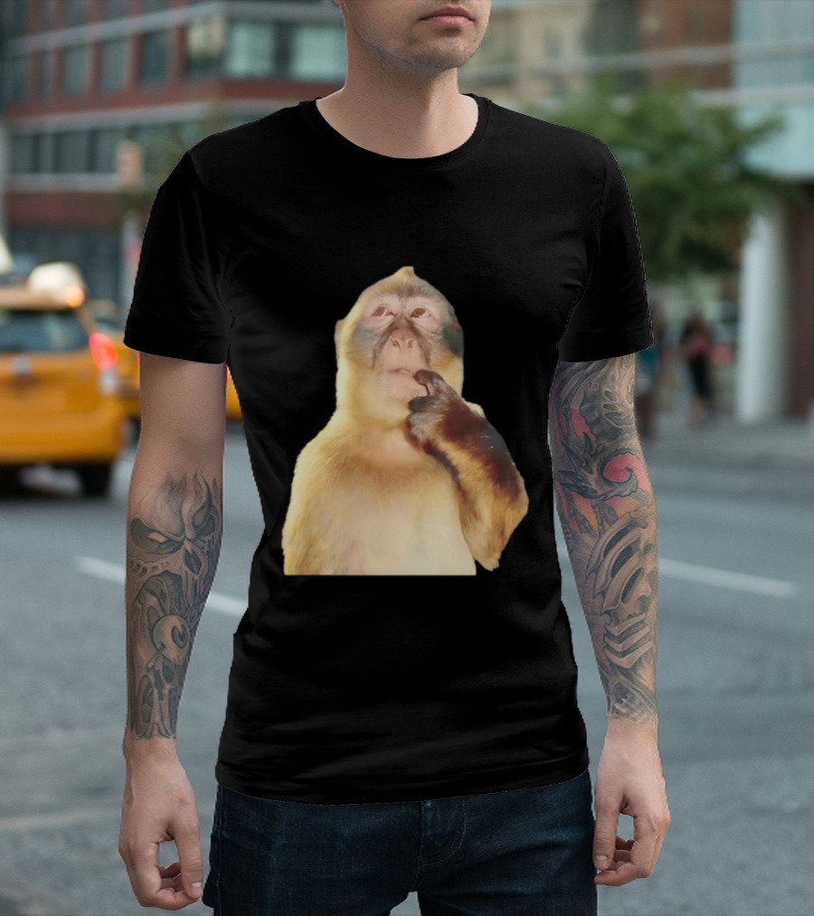 Pondering Monkey Curious Expression Contemplation T-Shirt