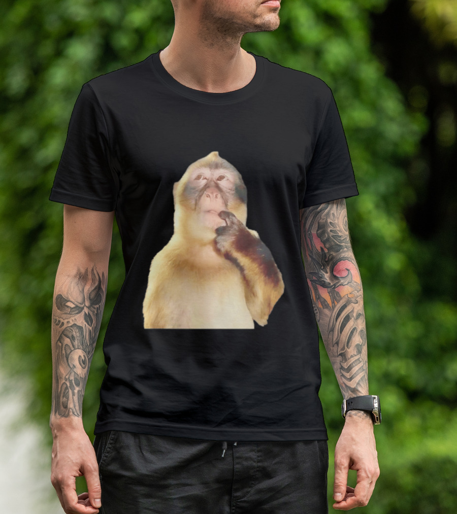 Pondering Monkey Curious Expression Contemplation T-Shirt