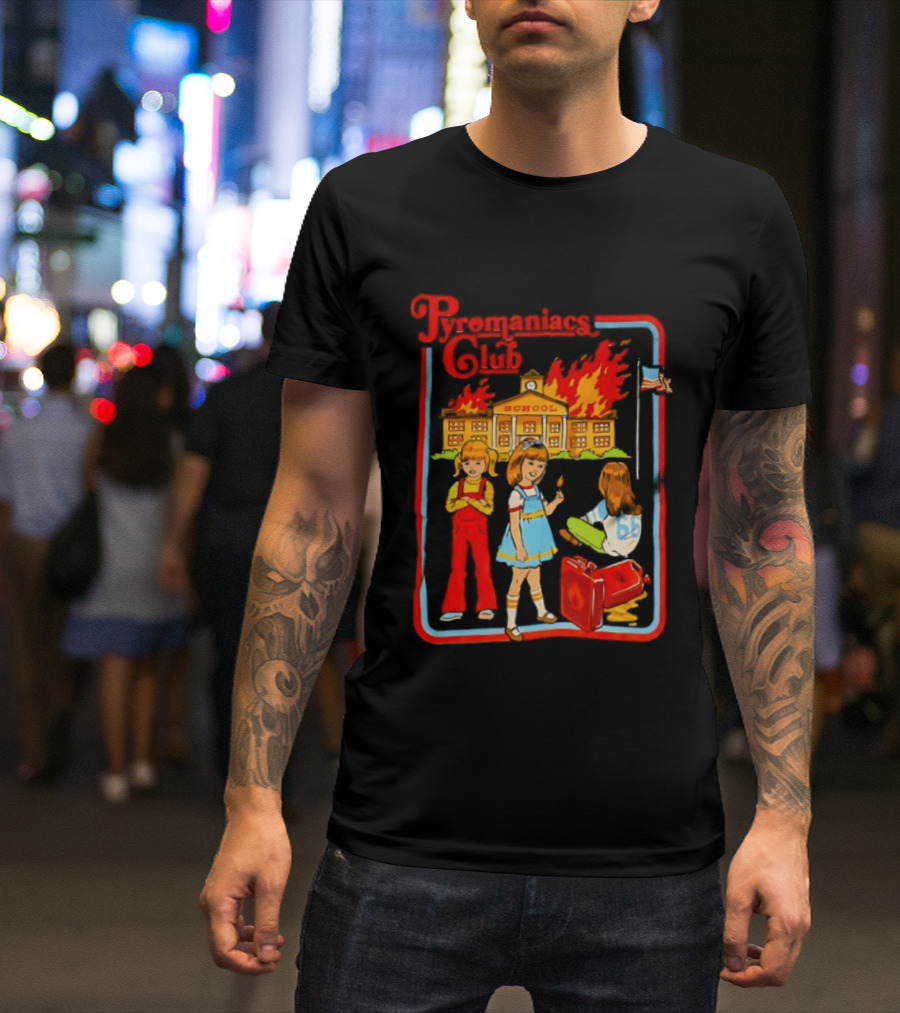 Pyromaniacs Club School Fire Retro Nostalgia T-Shirt
