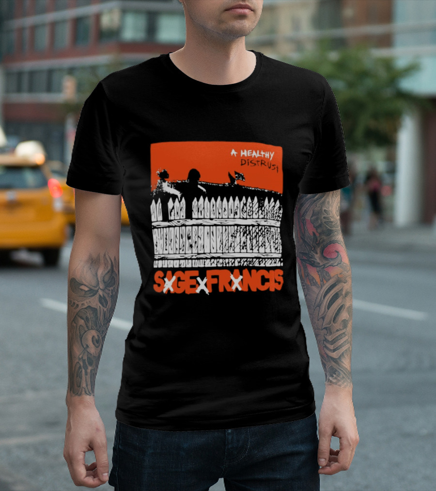 Sage Francis A Healthy Distrust Hip Hop Silhouette White Fence Red T-Shirt