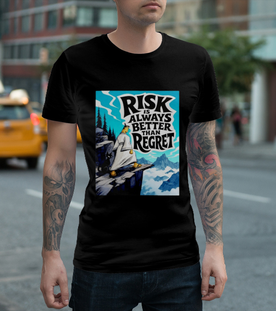 Samurai Jack Risk Is Always Better Than Regret Mountain Scene T-Shirt