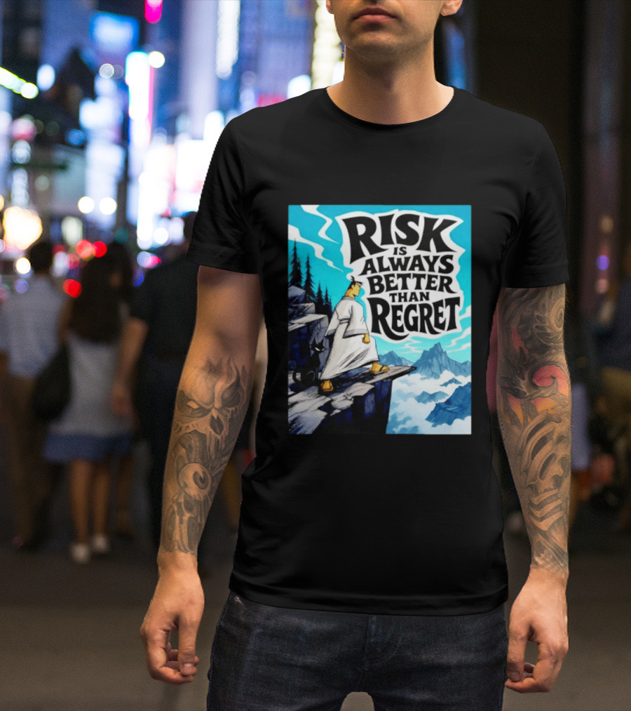 Samurai Jack Risk Is Always Better Than Regret Mountain Scene T-Shirt