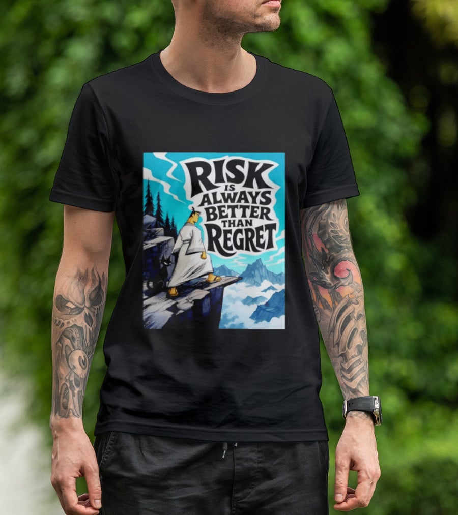 Samurai Jack Risk Is Always Better Than Regret Mountain Scene T-Shirt