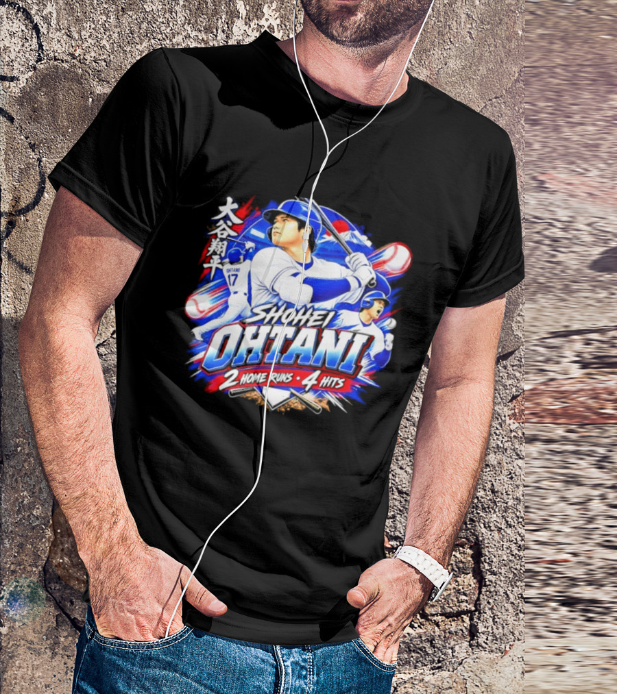 Shohei Ohtani 2 Home Runs 4 Hits Baseball Los Angeles 17 Player T-Shirt