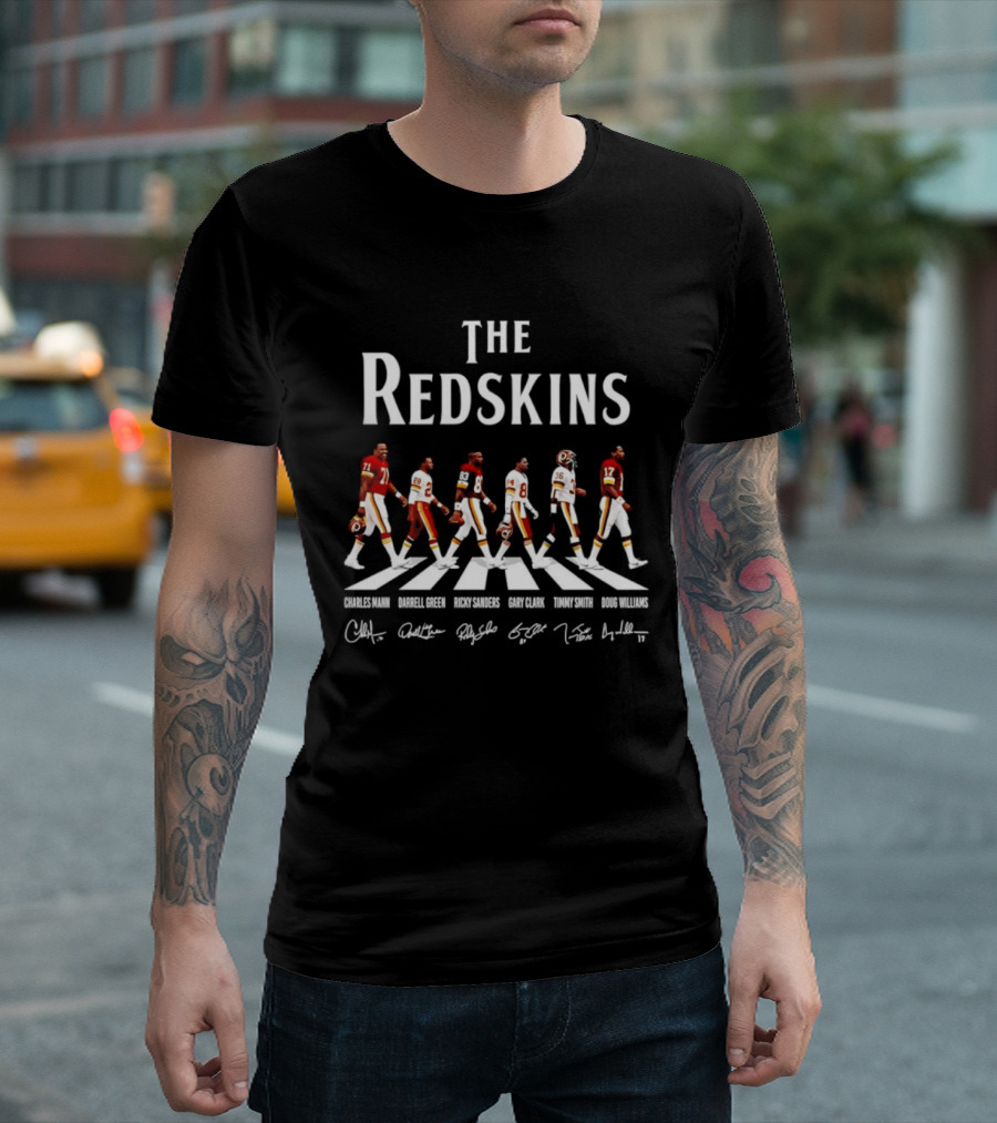 The Redskins Charles Mann Darrell Green Ricky Sanders Gary Clark Timmy Smith Doug Williams Signatures Abbey Road T-Shirt