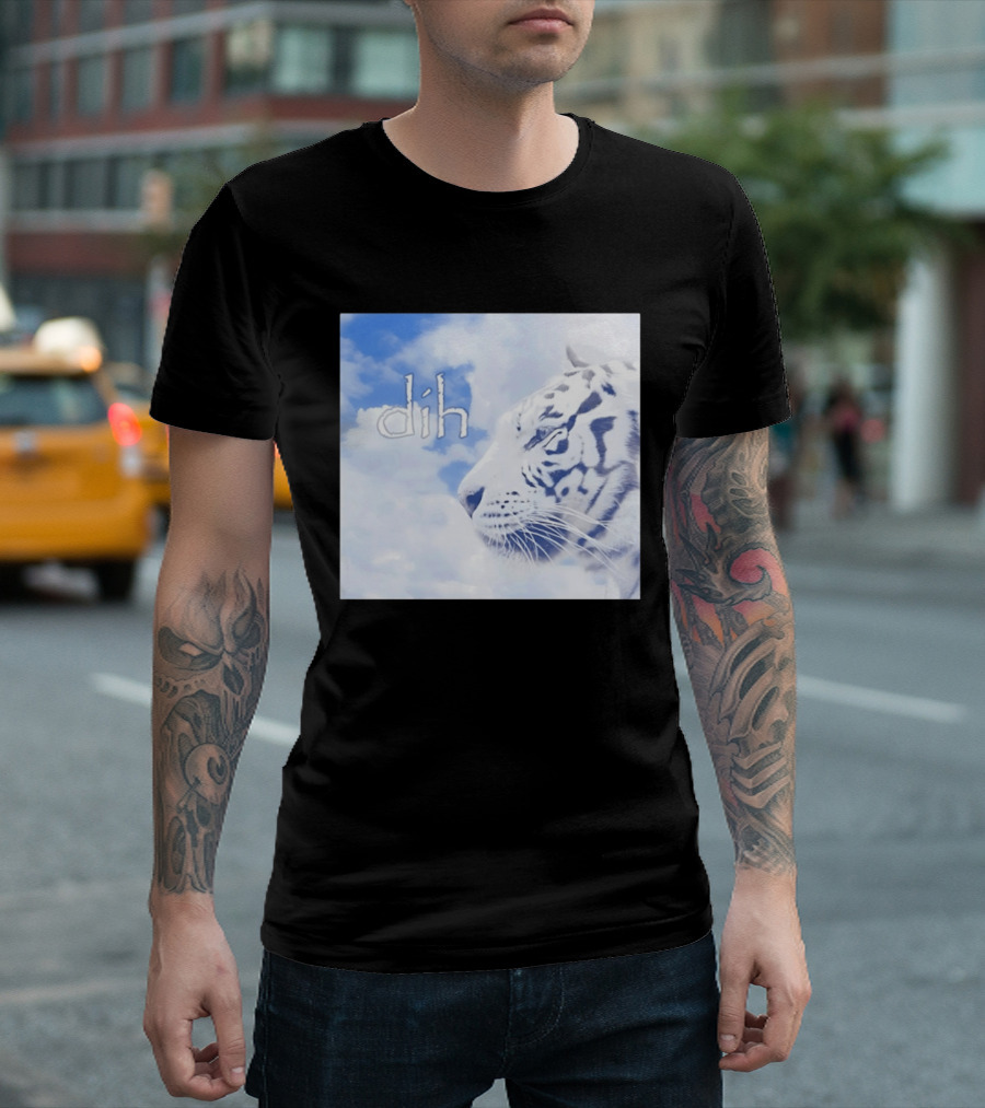 Tiger Dih Majestic Clouds White Bengal Tiger Profile T-Shirt