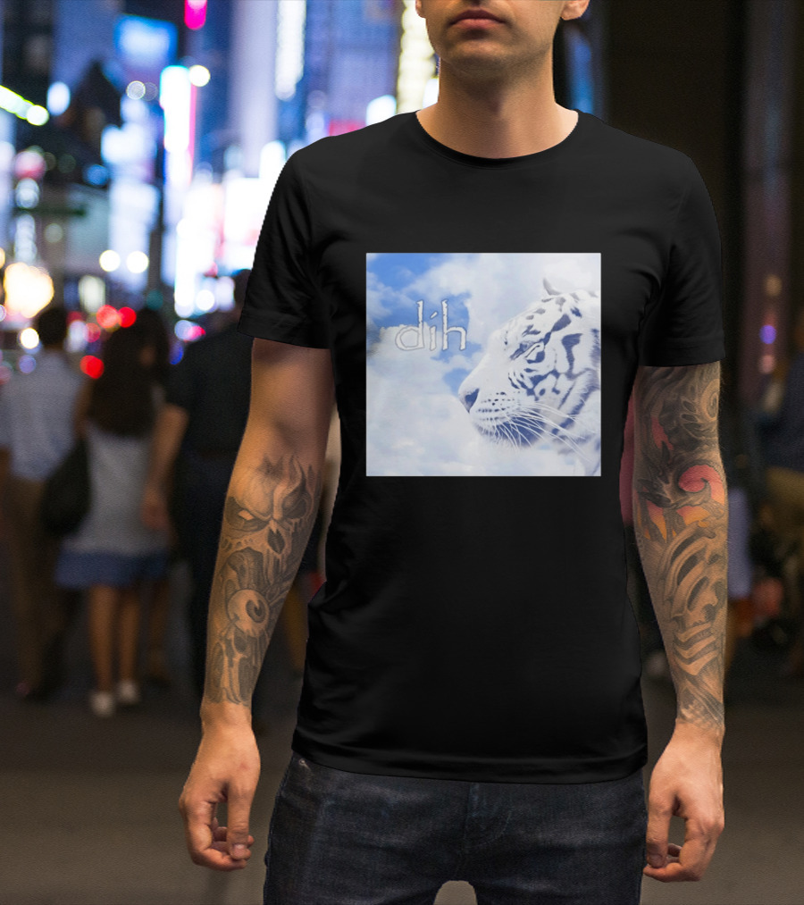 Tiger Dih Majestic Clouds White Bengal Tiger Profile T-Shirt