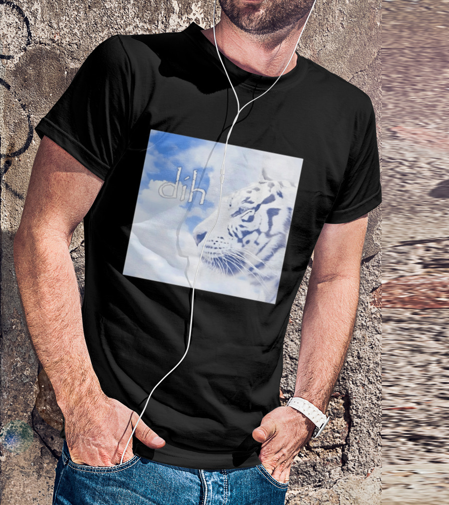 Tiger Dih Majestic Clouds White Bengal Tiger Profile T-Shirt