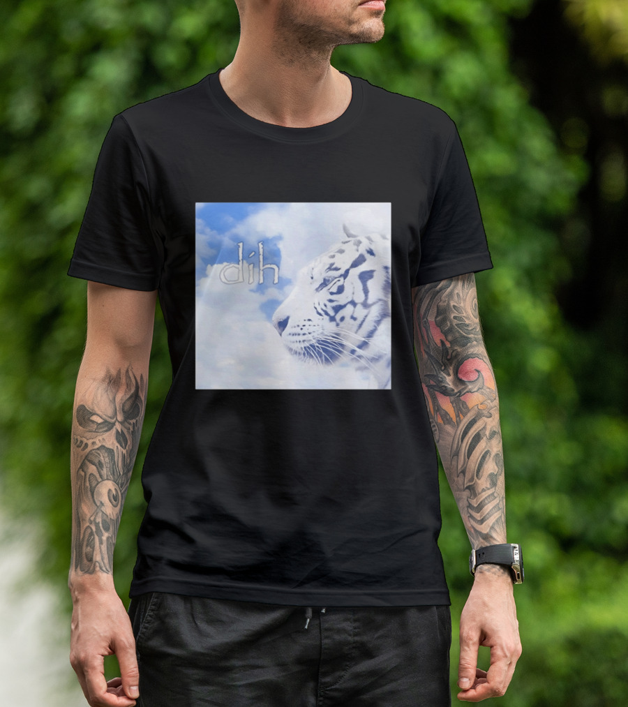 Tiger Dih Majestic Clouds White Bengal Tiger Profile T-Shirt
