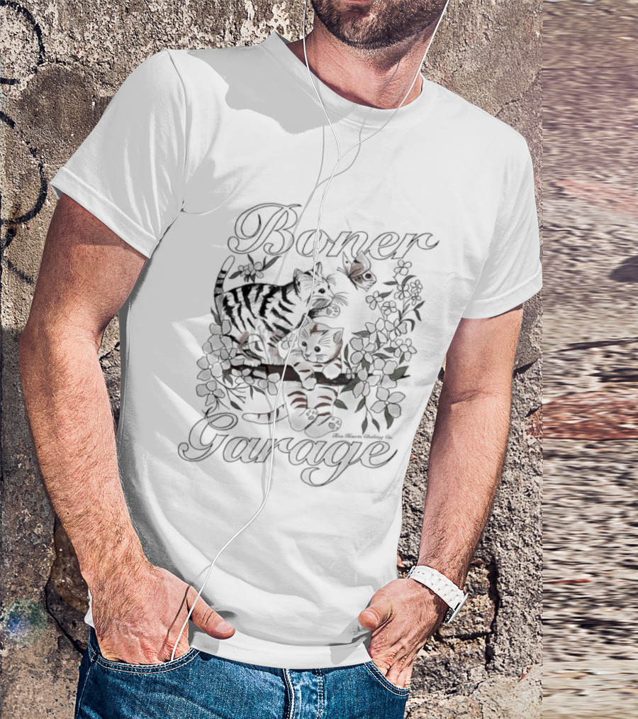Boner Garage Cats And Flowers Teen Hearts Clothing Co T-Shirt