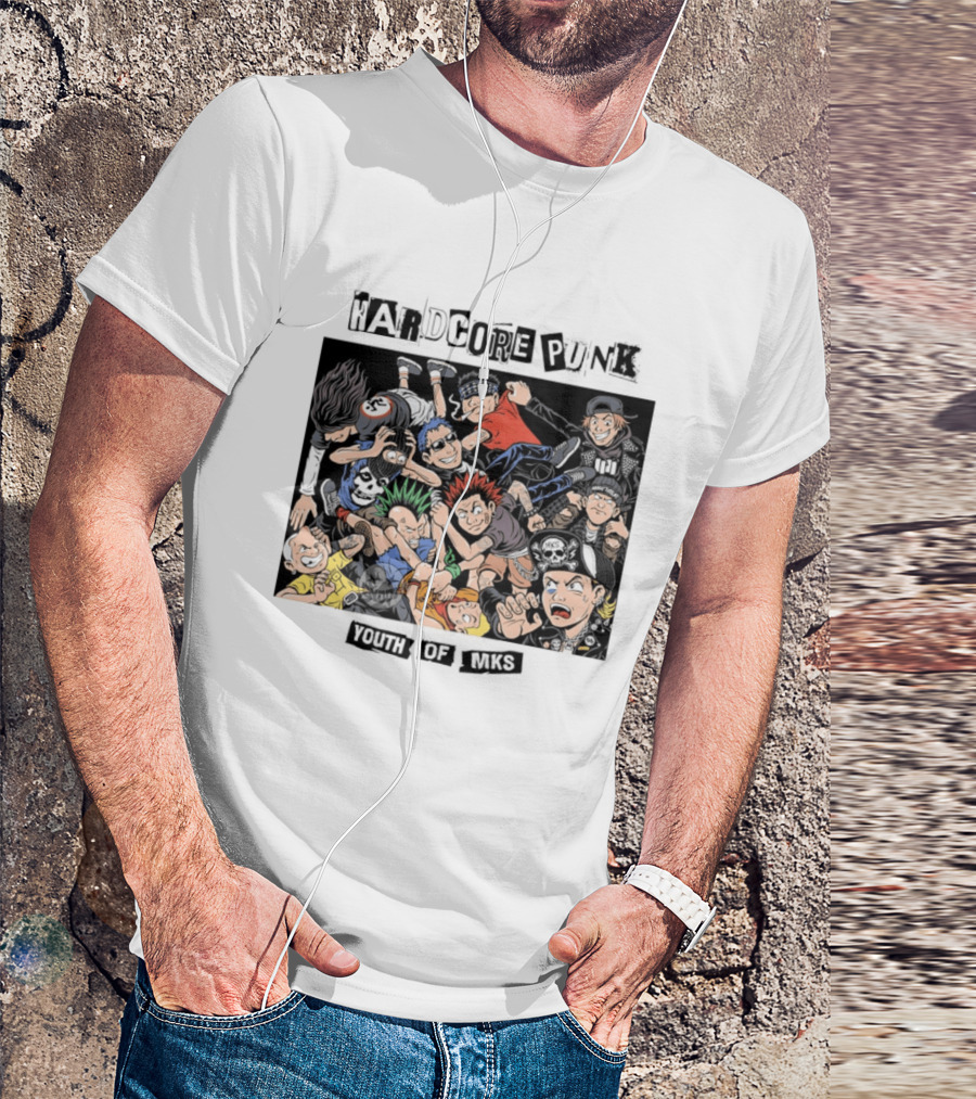 Hardcore Punk Youth Of Mks Vintage Cartoon Style Crowd Scene T-Shirt