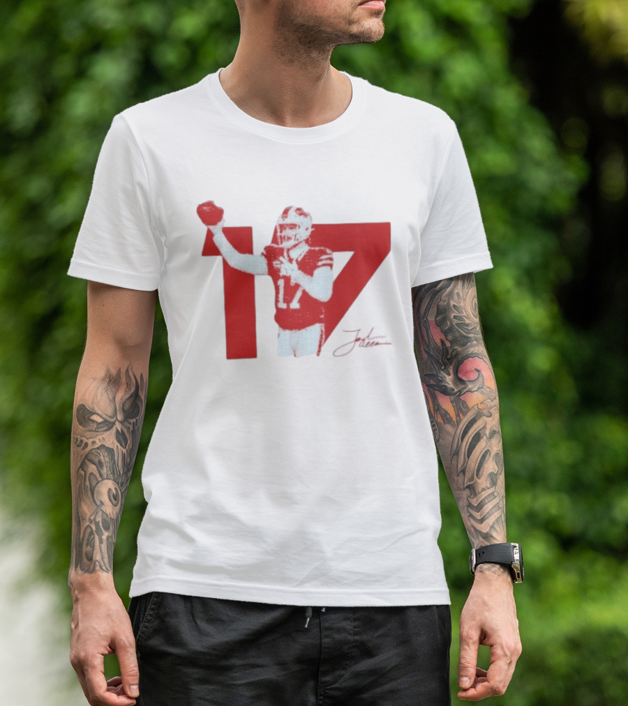 Josh Allen Buffalo Bills Number 17 Football Action T-Shirt