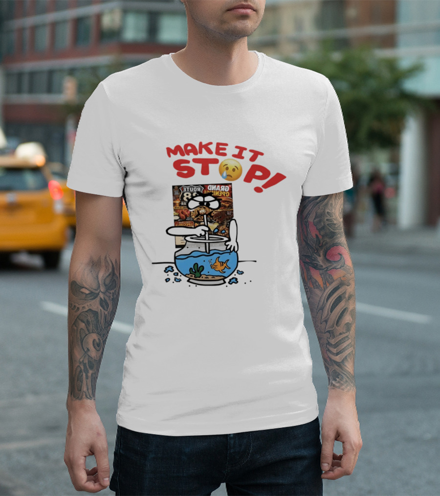 Make It Stop Route 88 Grand Opening Specials Crying Emoji Fish Bowl T-Shirt
