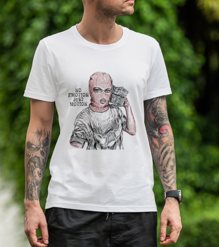 No Emotion Just Motion Balaclava Money Stacks T-Shirt