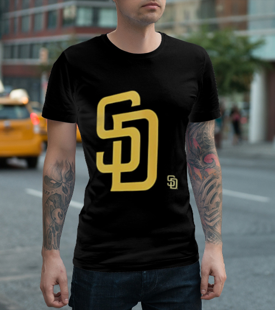San Diego Padres SD Logo Cartoon 2 Sided T-Shirt