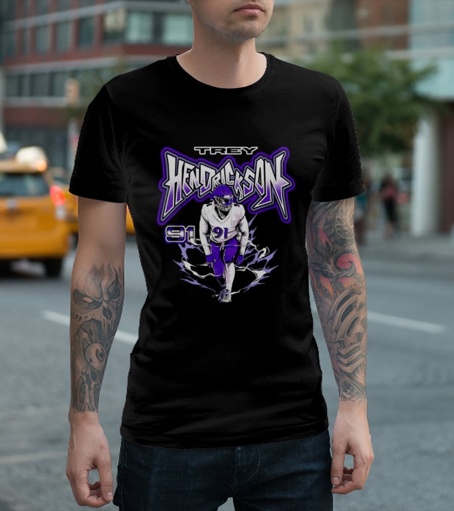 Trey Hendrickson 91 Comic Style Baltimore Ravens T-Shirt