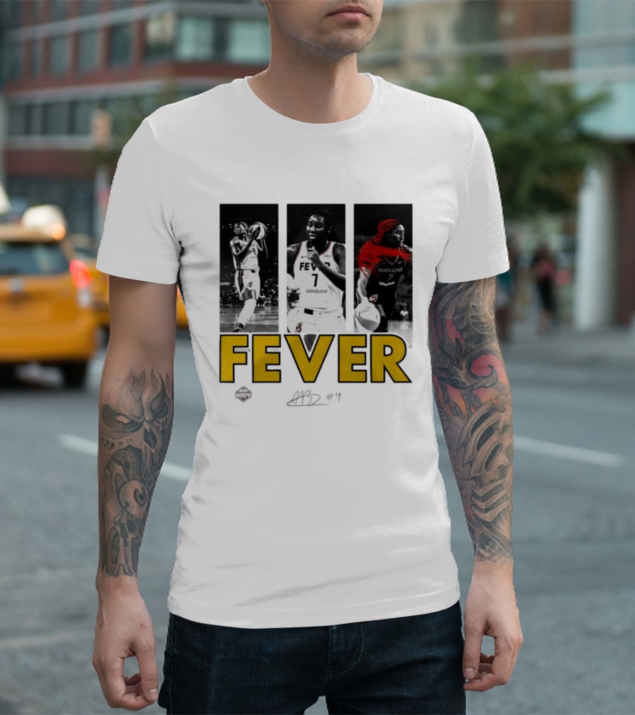 Indiana Fever Aliyah Boston WNBA Player Collage Signature T-Shirt