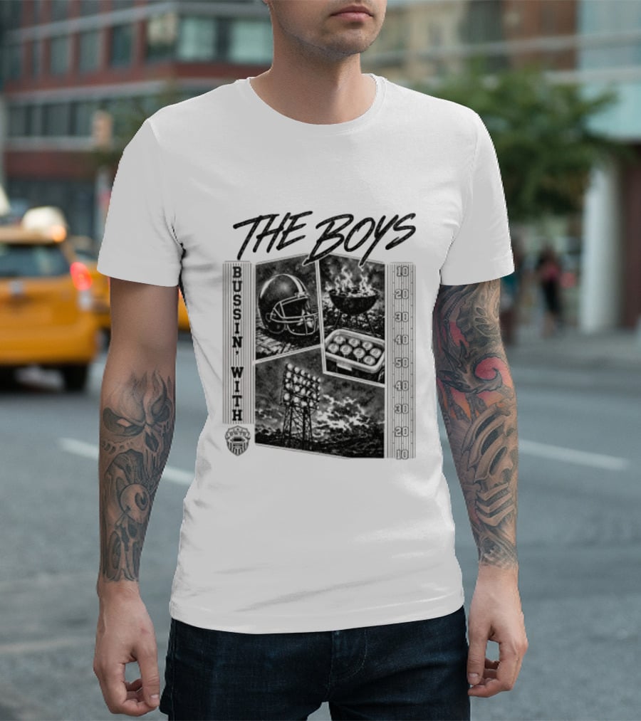 Bussin With The Boys Football Podcast Grilling And Game Day Vibes T-Shirt