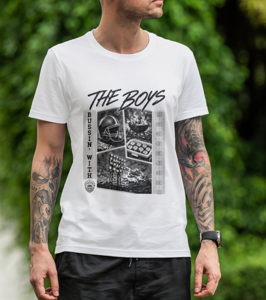 Bussin With The Boys Football Podcast Grilling And Game Day Vibes T-Shirt